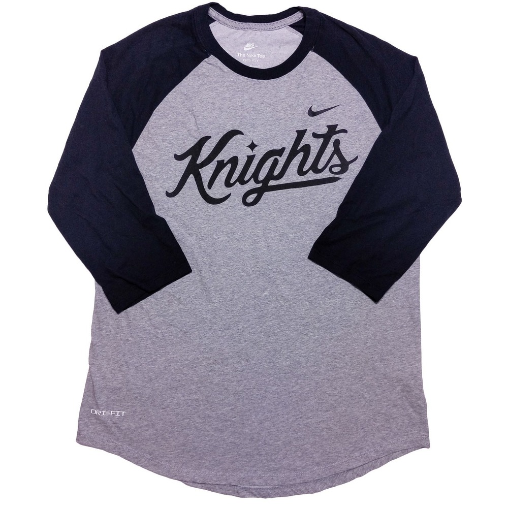 NIKE UCF Knights Script Raglan T-Shirt Gray Black Men's Medium M
